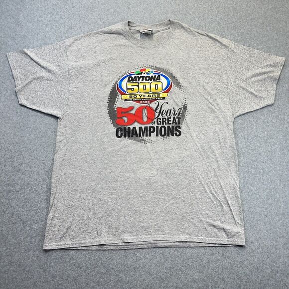 Daytona 500 NASCAR T-Shirt Mens 2XL XXL Grey 50 Year Anniversary 2008 Y2K VTG - Picture 2 of 9